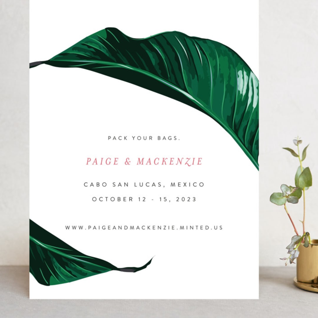 "Mod Palm" - Save the Dates in Pearl by Erin Hodges - Front
