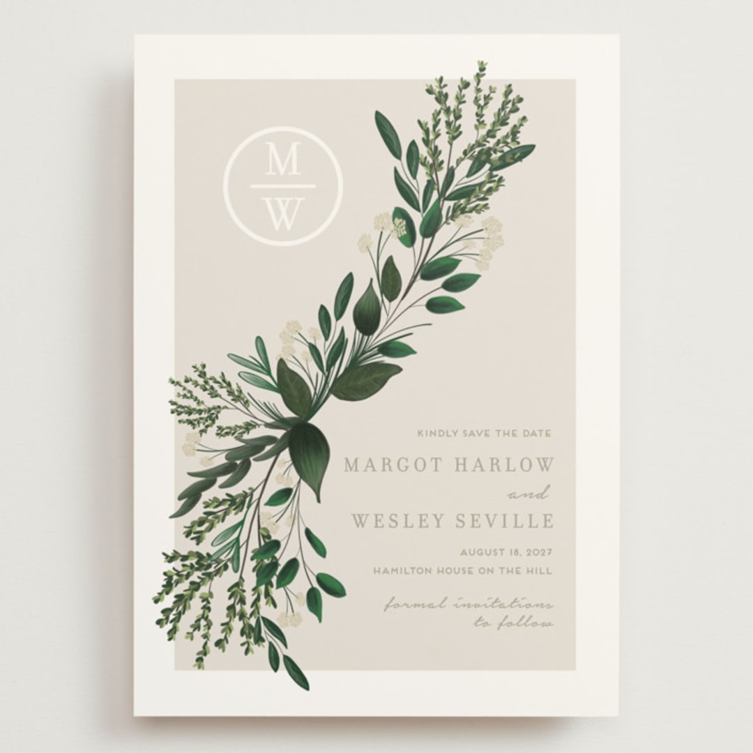 "Watermark" - Save the Dates in Taupe by Kaydi Bishop - Front