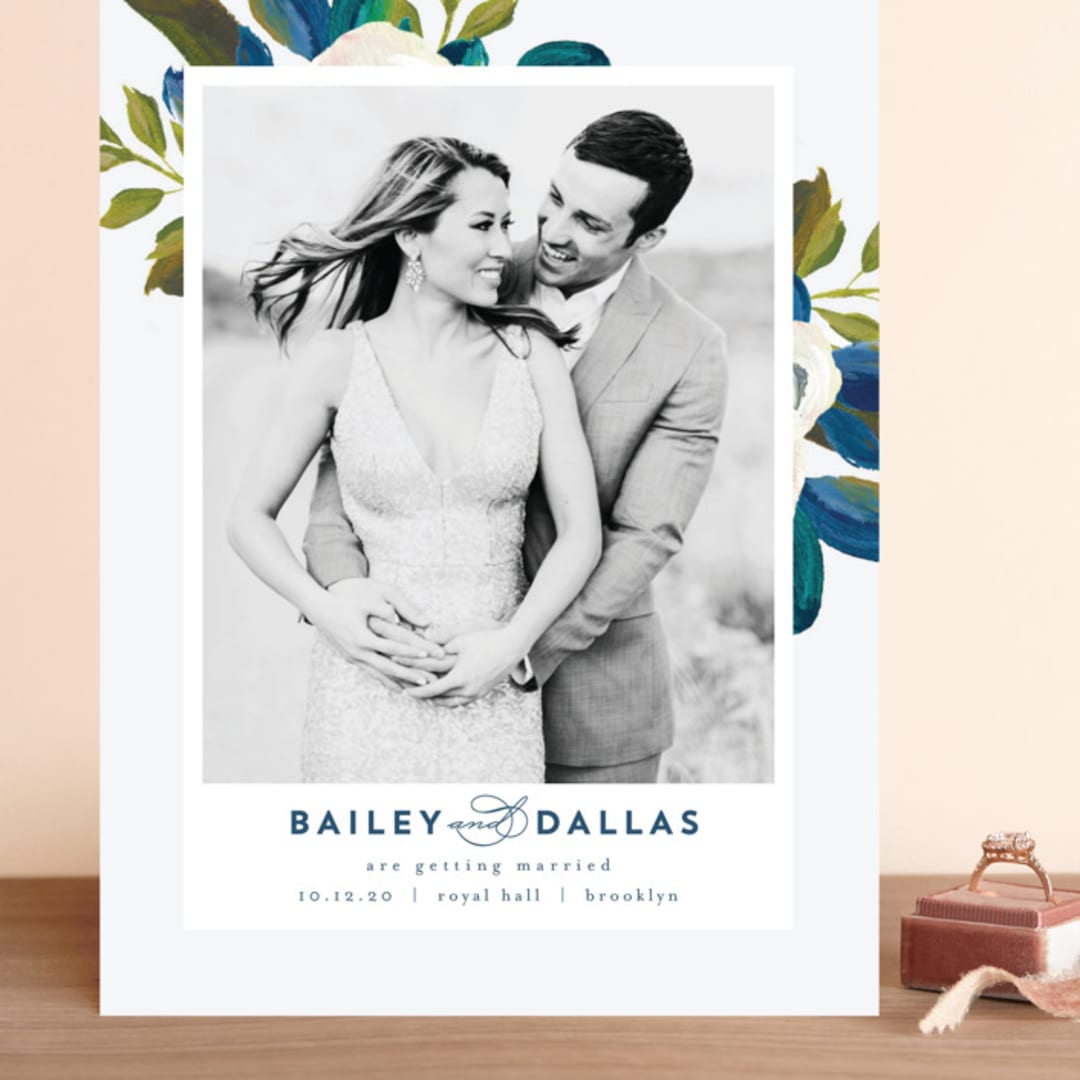 "Our Something Blue" - Save the Dates in Ocean by AK Graphics - Front