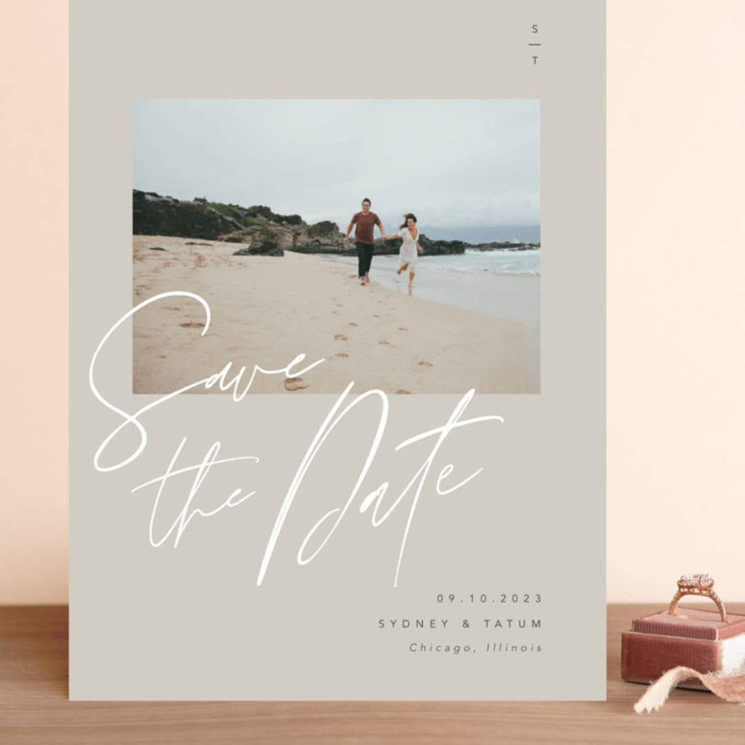 "Wayfarer" - Save the Dates in Sand by Robert and Stella - Front