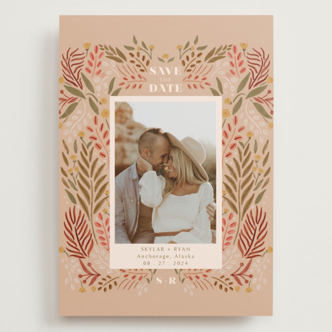 "Floral Folklore" - Save the Dates in Dawn by Lauren Jinhee - Front