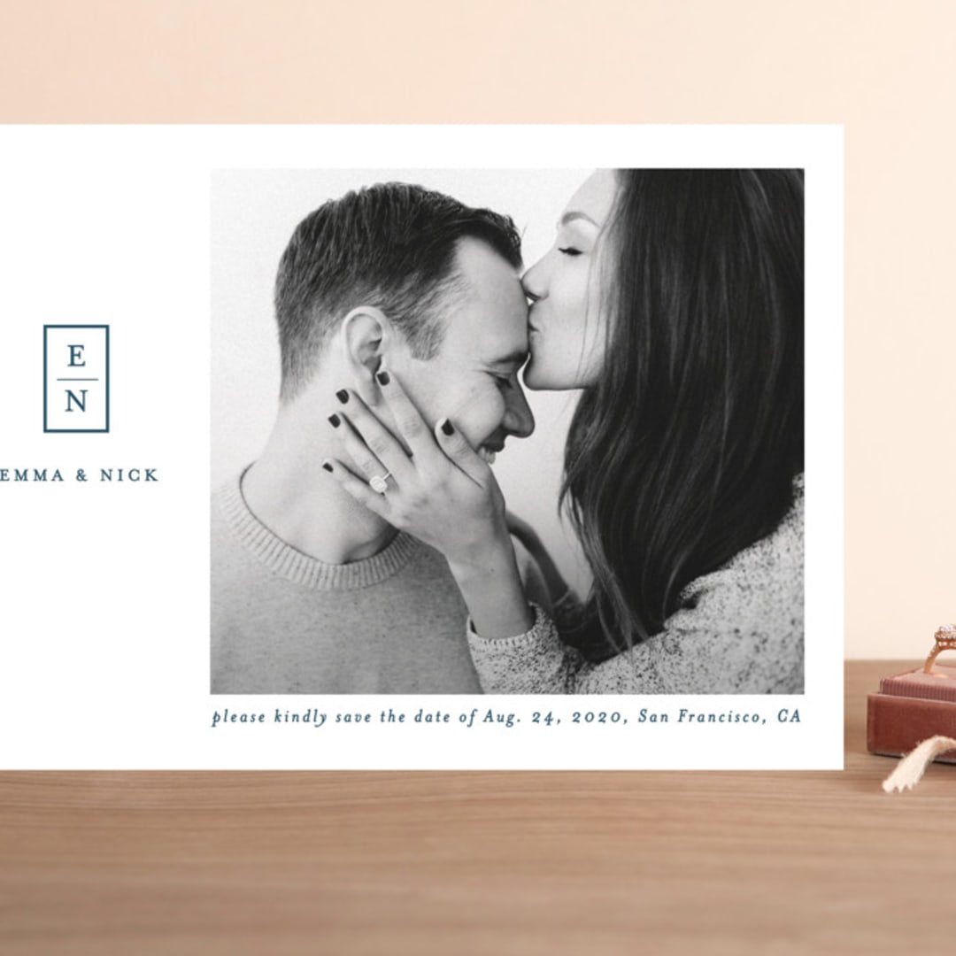 "Simply Monogrammed" - Save the Dates in Navy by Ana Sharpe - Front