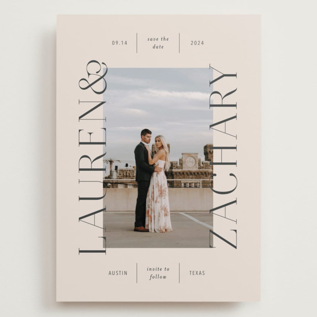 "Name Frame" - Save the Dates in Bone by Sandra Picco Design - Front