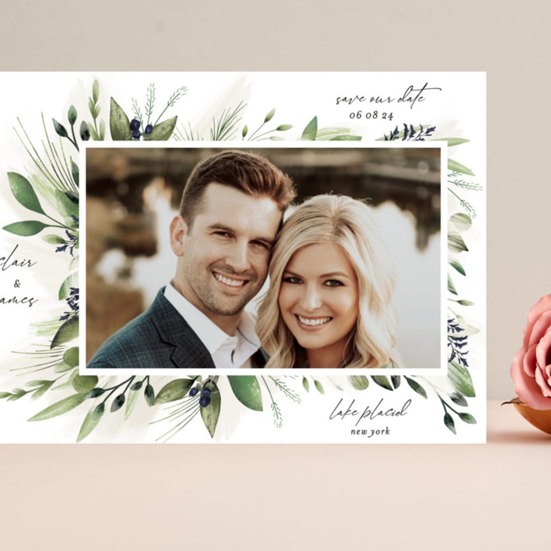 "Nature Love" - Save the Dates in Navy by Susan Moyal - Front