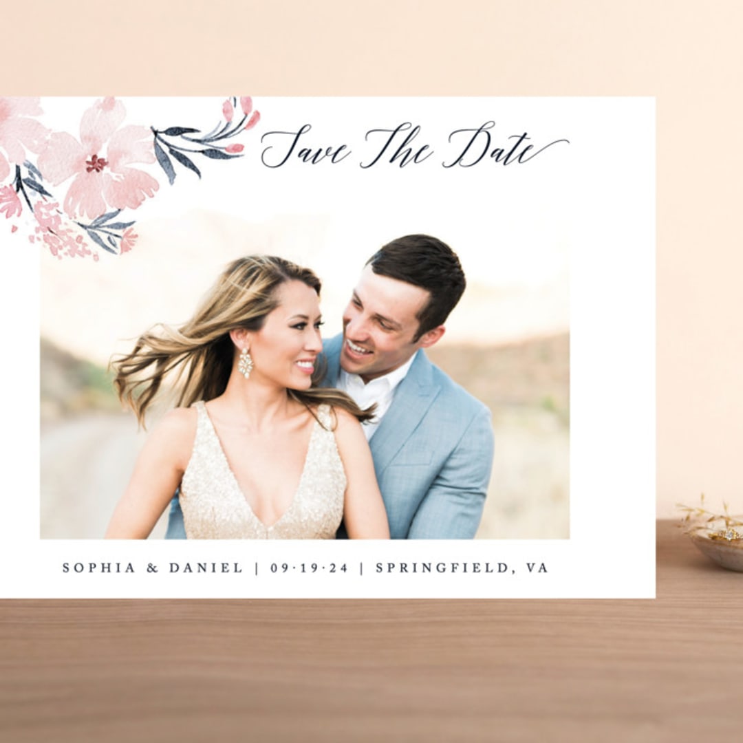 "beautifully painted" - Save the Dates in Blush by Qing Ji - Front