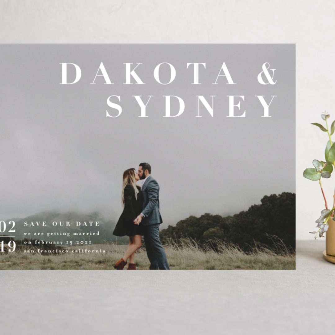 "Minimalism" - Save the Dates in Ivory by Shannon Chen of Four Wet Feet Studio - Front