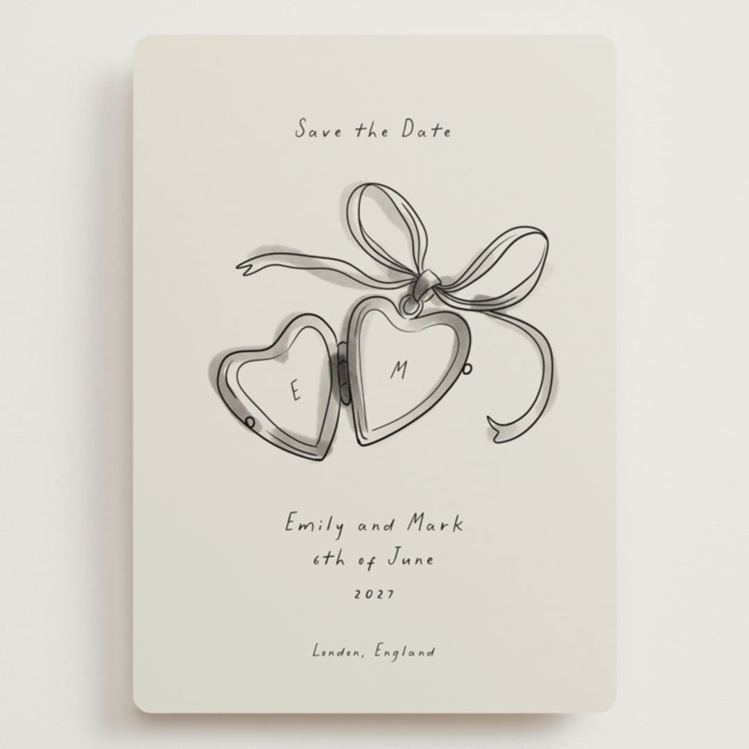 "Heart Shaped Locket" - Save the Dates in Ink Wash by Ani Somi - Front