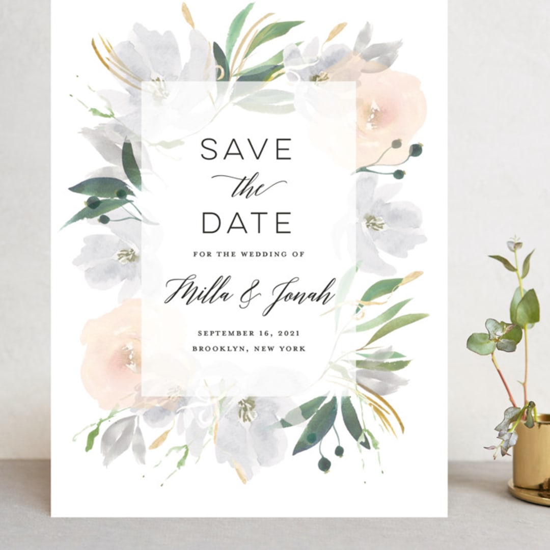 "Grande Botanique" - Save the Dates in Mist by Bonjour Paper - Front