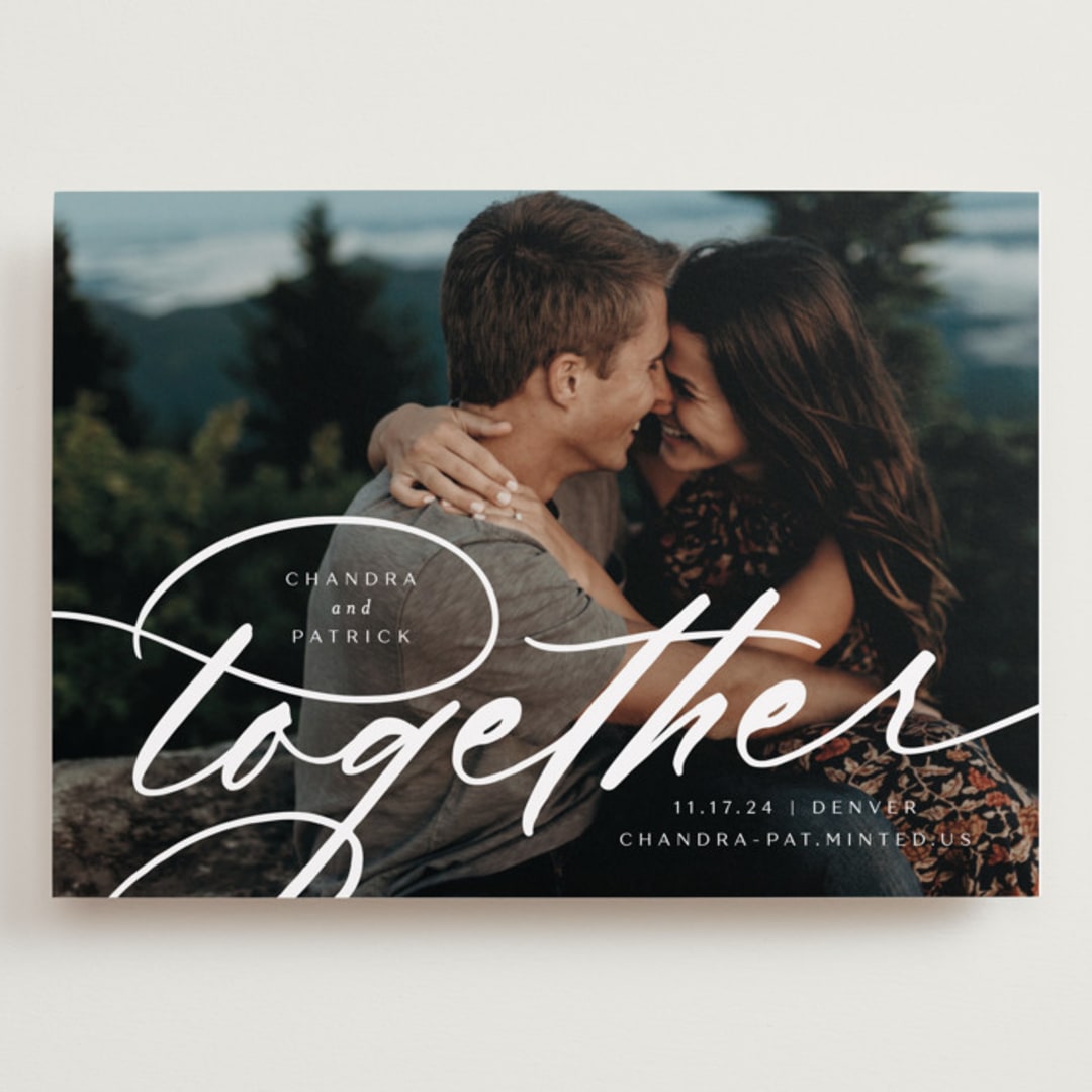 "Bring us together" - Save the Dates in Pearl by Jessica Corliss - Front