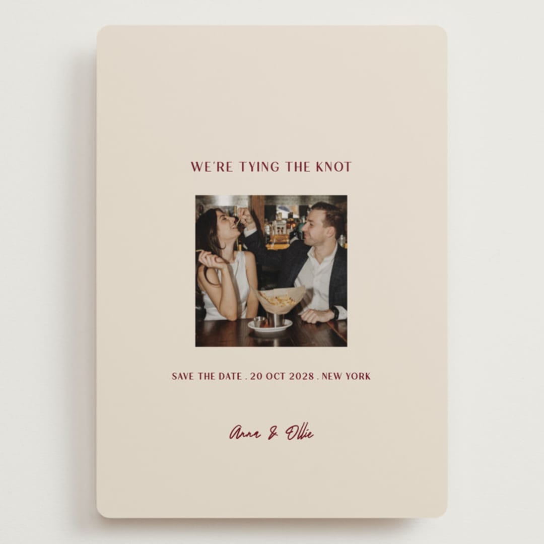 "Center Cut" - Save the Dates in Burgundy by Ani Somi - Front