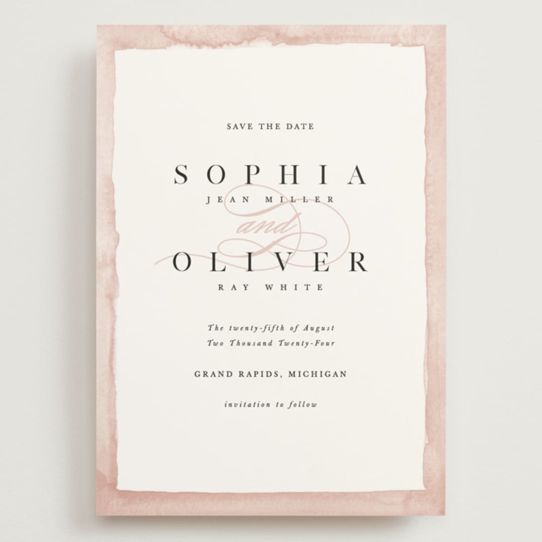 "First Love" - Save the Dates in Blush by Pixel and Hank - Front