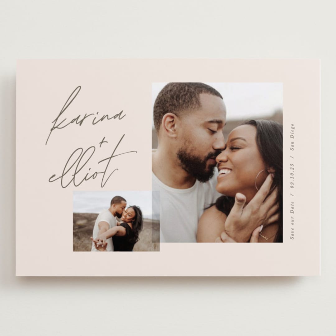 "Scripted Names" - Save the Dates in Cream by Brandy Folse - Front