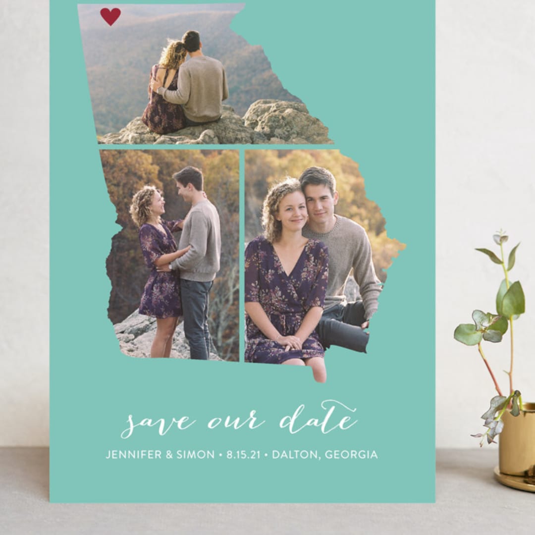 "Georgia Love Location" - Save the Dates in Aqua by Heather Buchma - Front