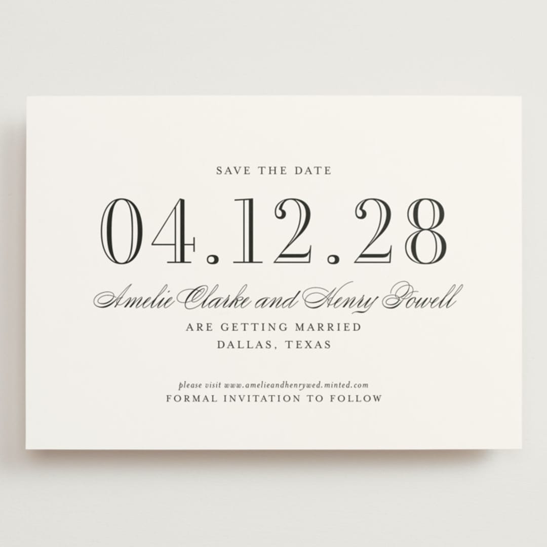 "Hepburn" - Save the Dates in Tuxedo by Megan Davis - Front