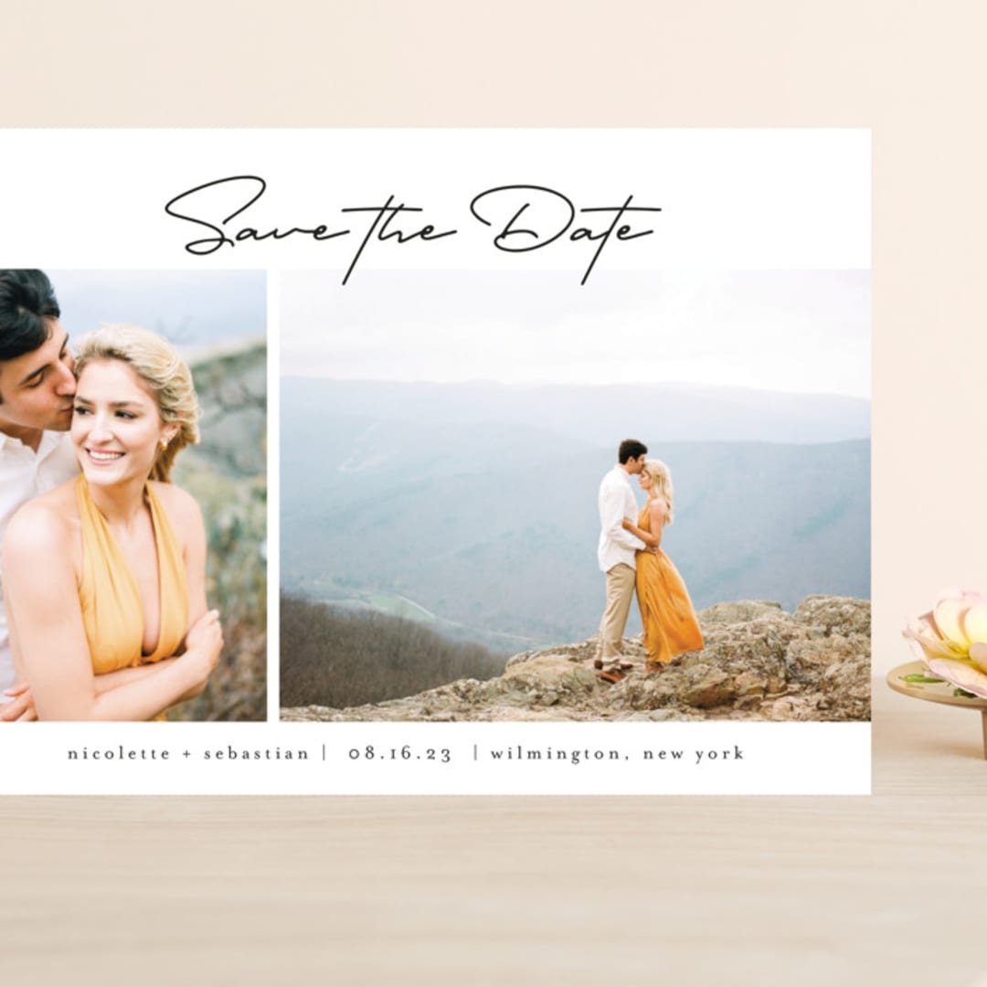"Minimal Duo" - Save the Dates in Obsidian by Heather Cairl - Front