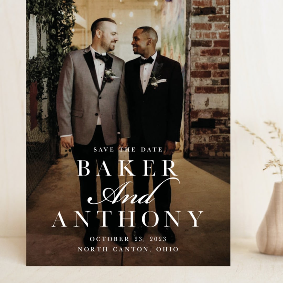 "Stacked Names" - Save the Dates in Snow by Megan Cash - Front