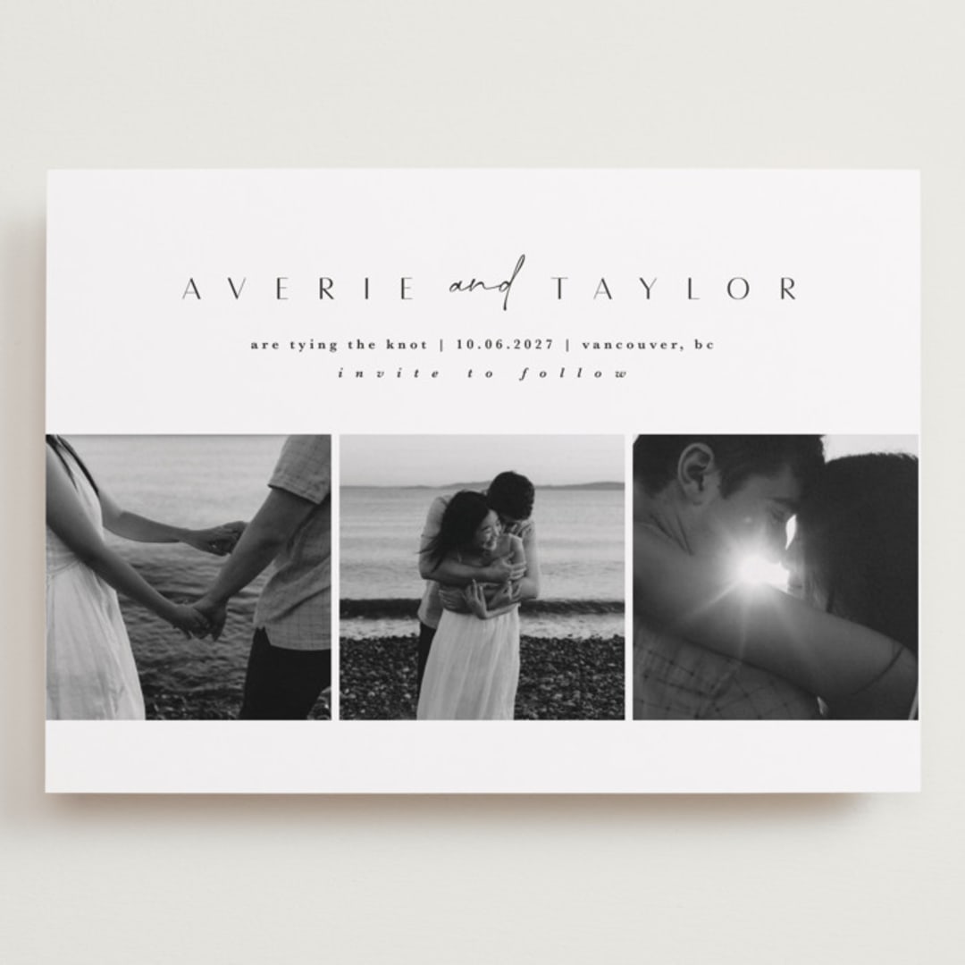 "From us" - Save the Dates in Tuxedo by Kate Ahn - Front