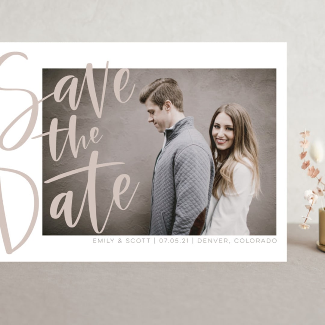 "Simple Love" - Save the Dates in Tan by Alicia Schultz - Front