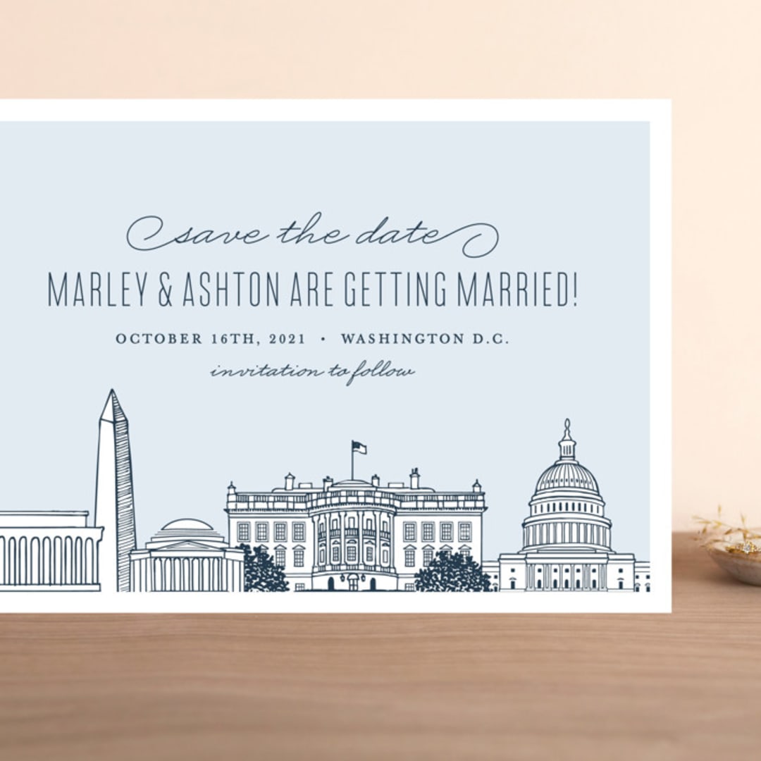 "Big City - Washington DC" - Save the Dates in Pale Blue by Hooray Creative - Front