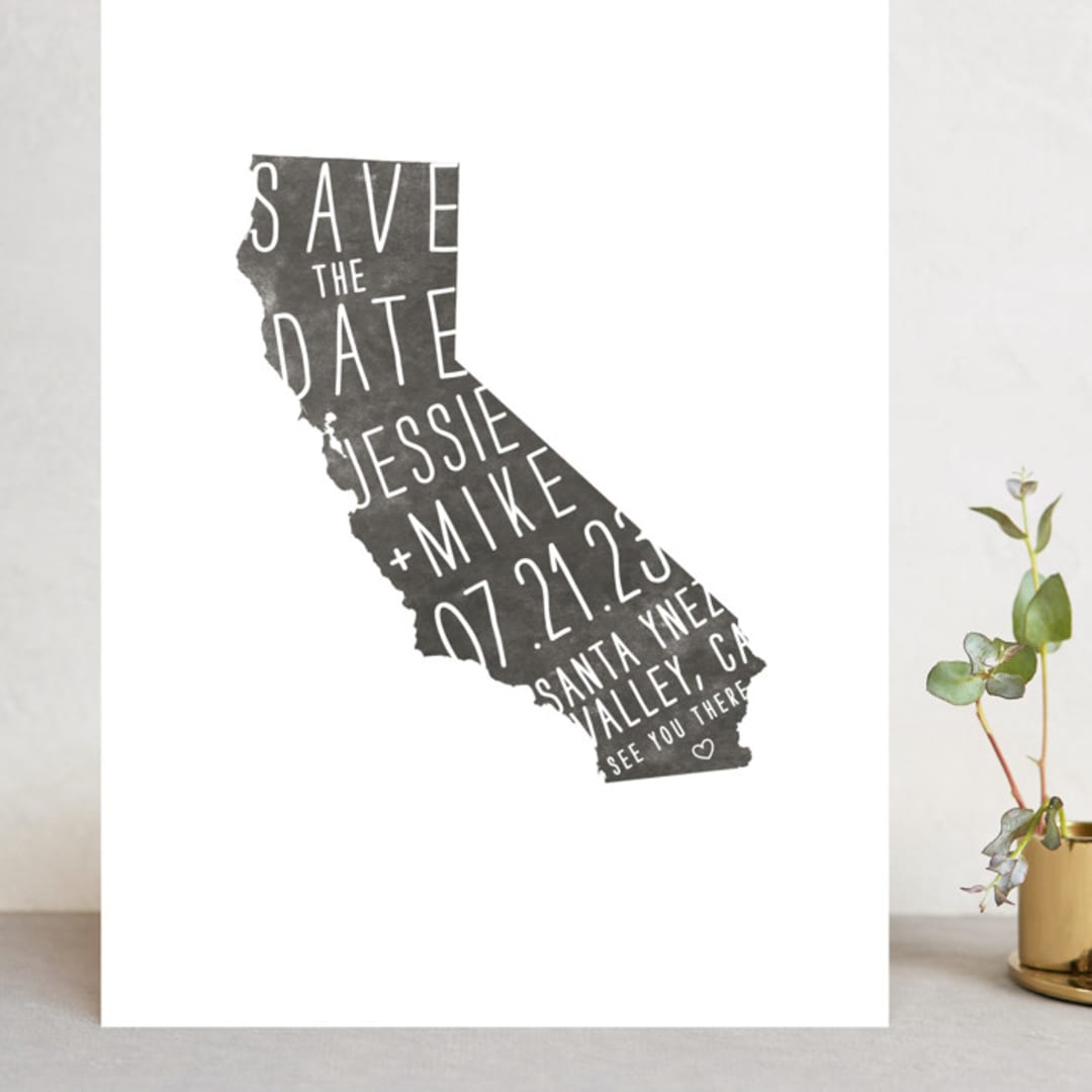 "State Stamp - California" - Save the Dates in Smoke by Erin Hodges - Front