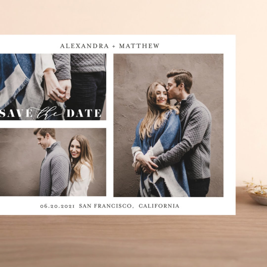 "Triple Photo Save the Date" - Save the Dates in Cotton by Ilze Lucero - Front