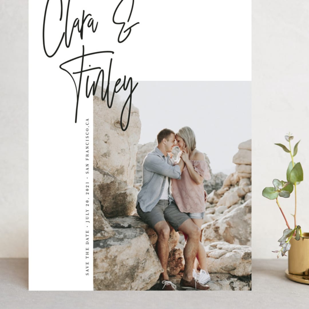 "Modern Names" - Save the Dates in Jet Black by Maria Hilas-Louie - Front