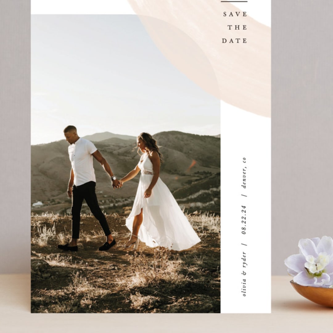 "Glimpse" - Save the Dates in Peach by Pixel and Hank - Front