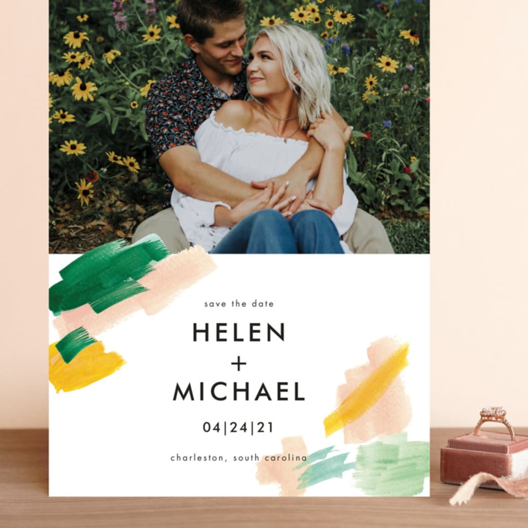 "Hamptons" - Save the Dates in Melon by Erika Firm - Front