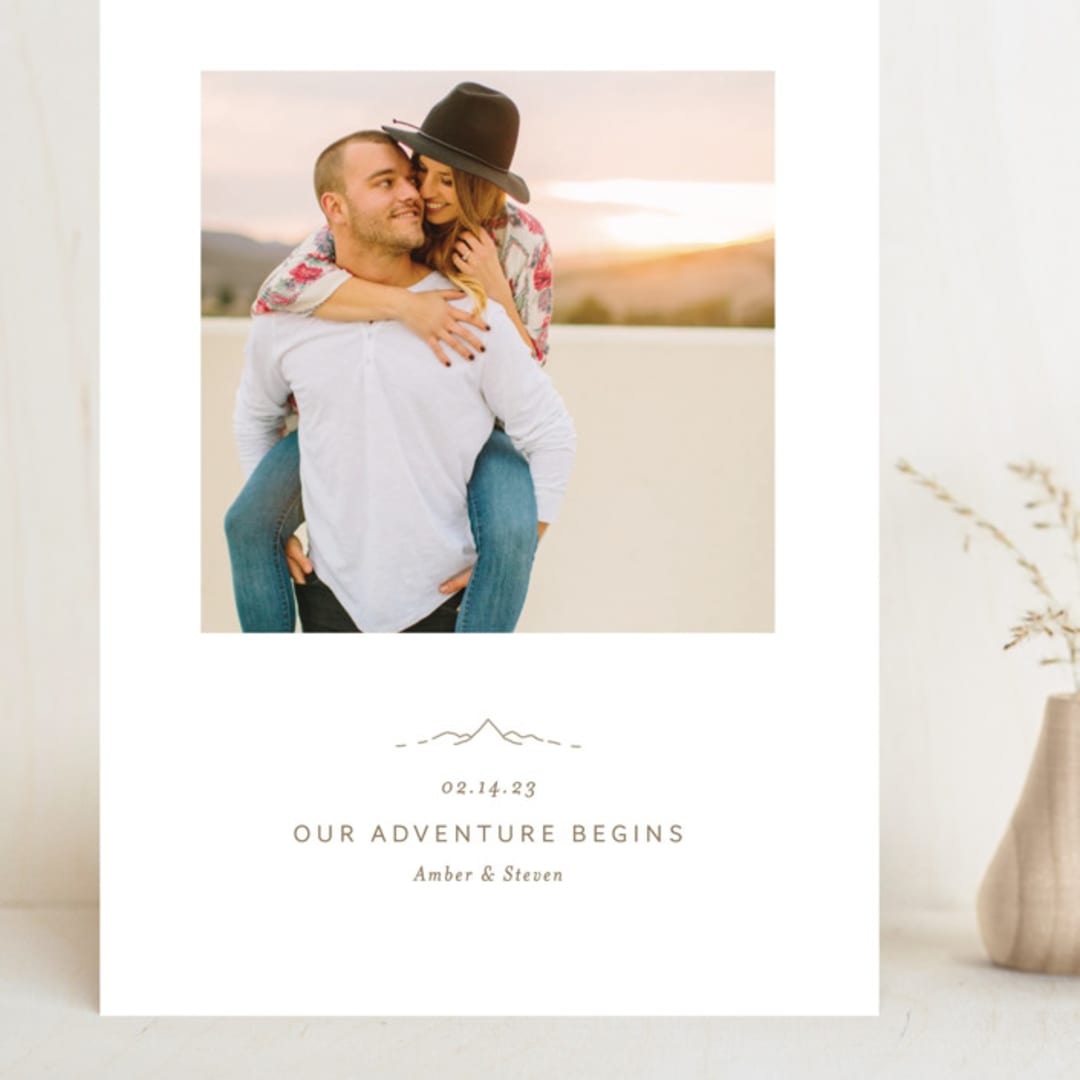 "Let the Adventure begin" - Save the Dates in Latte by Heather Francisco - Front