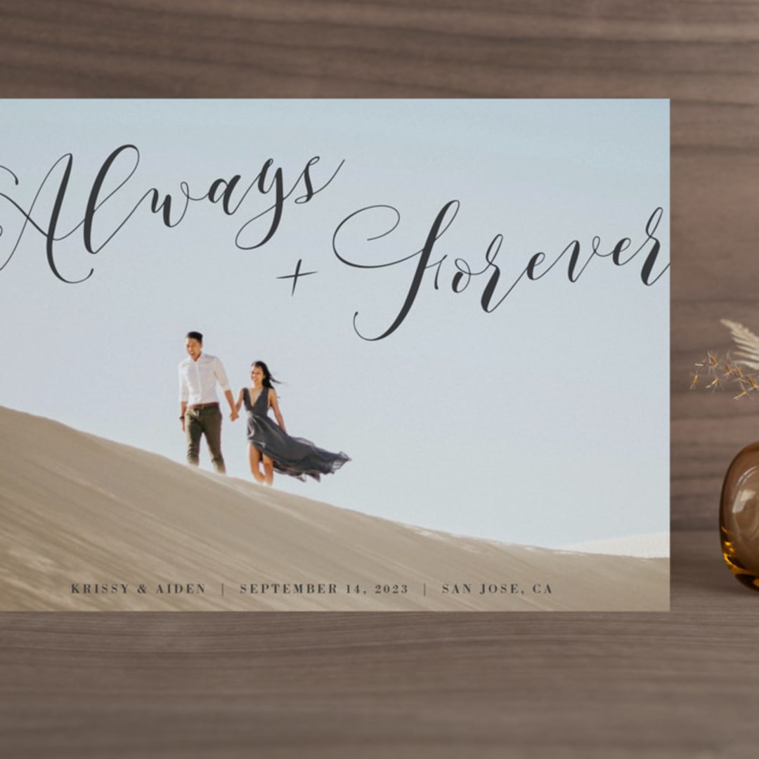 "Always & Forever" - Save the Dates in Charcoal by Heather Buchma - Front