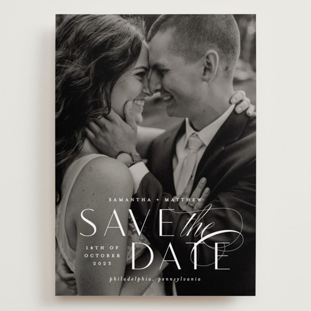 "Swoop" - Save the Dates in Pearl by Everett Paper Goods - Front