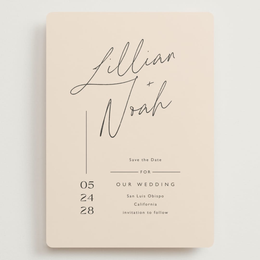 "Modern Aligned" - Save the Dates in Creampuff by Carolyn MacLaren - Front