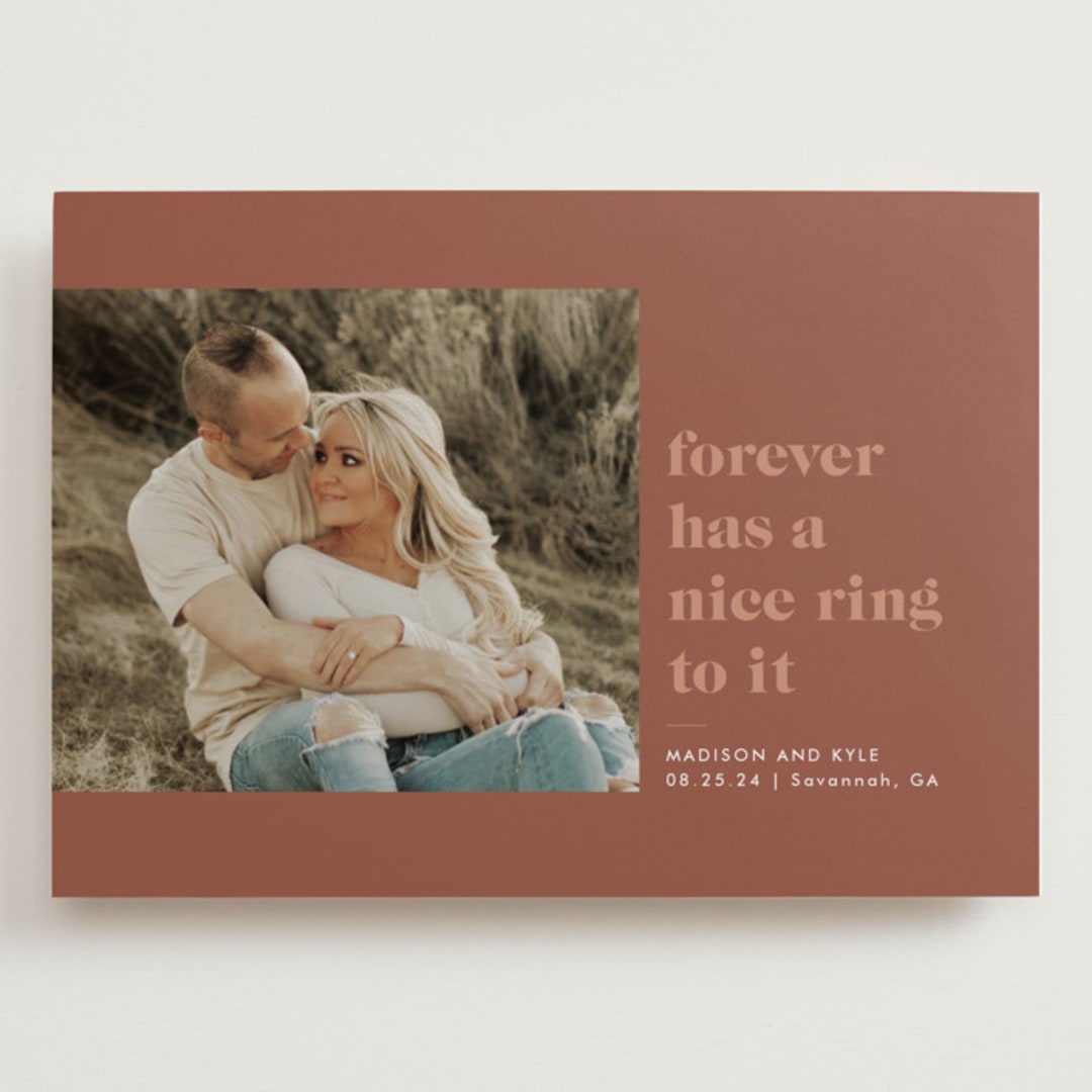 "Nice Ring" - Save the Dates in Cinnamon by Sarah Brown - Front