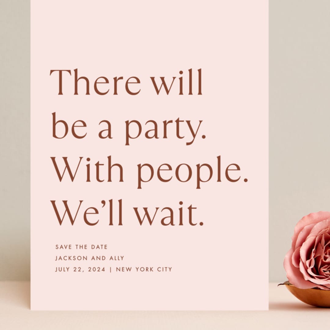 "There Will Be a Party" - Save the Dates in Terracotta by Amy Payne - Front