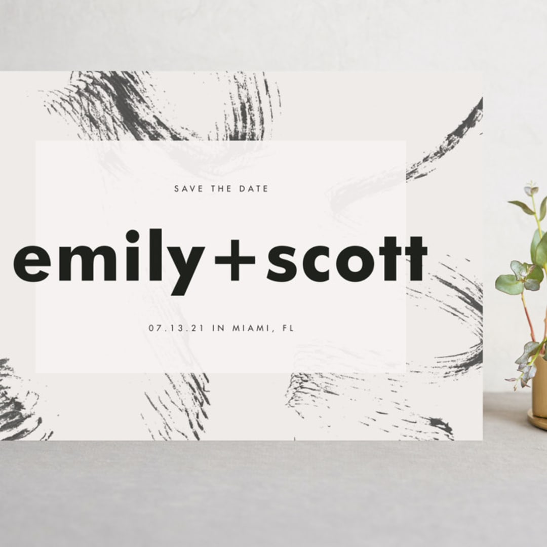 "Brush Strokes" - Save the Dates in Onyx by Joyce Pinheiro - Front