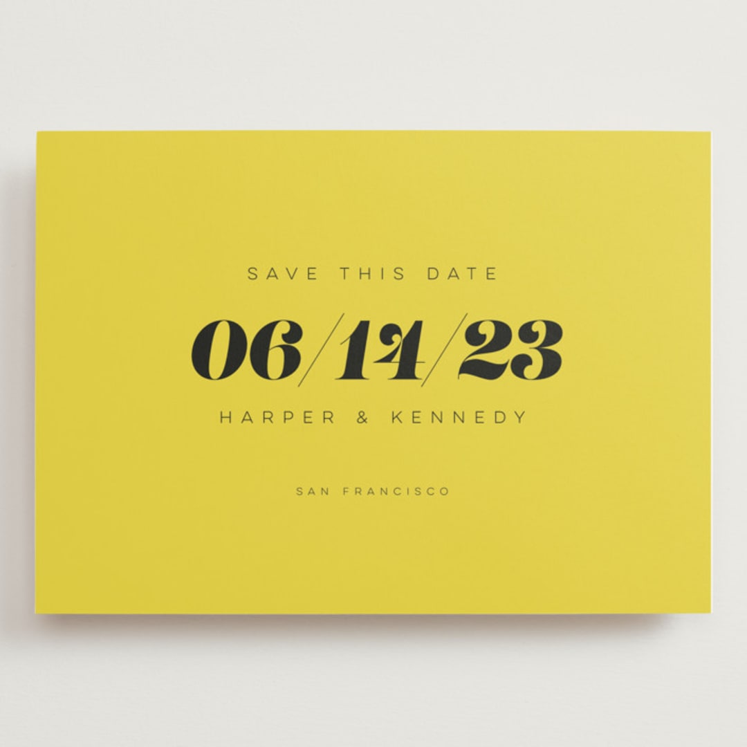 "Bold Simplicity" - Save the Dates in Mimosa by Laura Bolter - Front