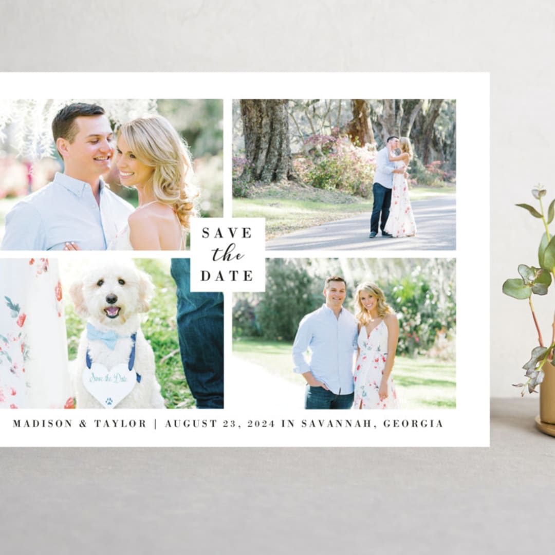 "Charmed Elegance" - Save the Dates in Tuxedo by Kasia Labocki - Front