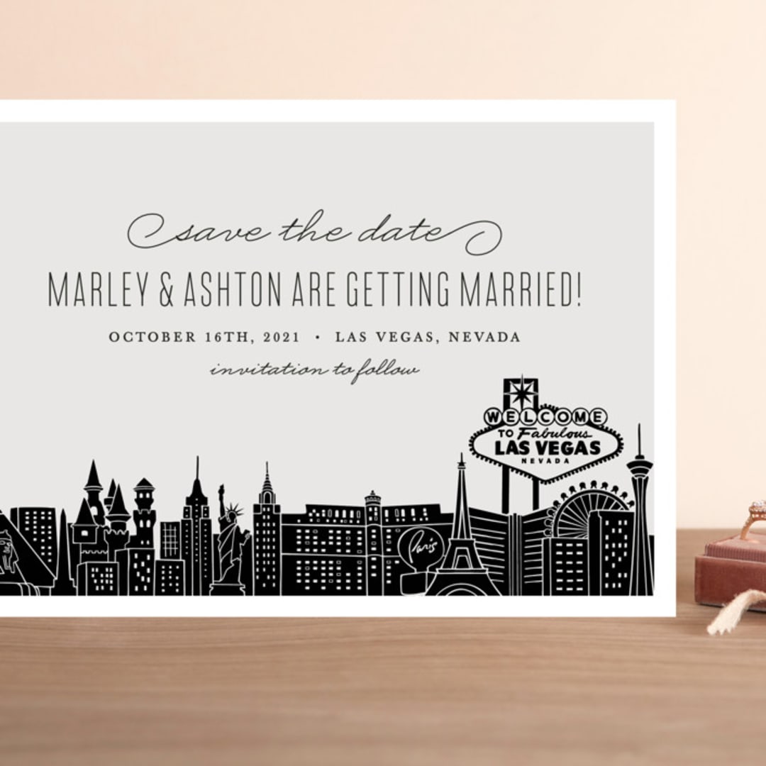 "Big City - Las Vegas" - Save the Dates in Light Taupe by Hooray Creative - Front