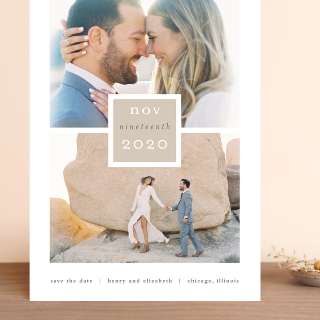 "Frame Up" - Save the Dates in Khaki by Stacey Meacham - Front