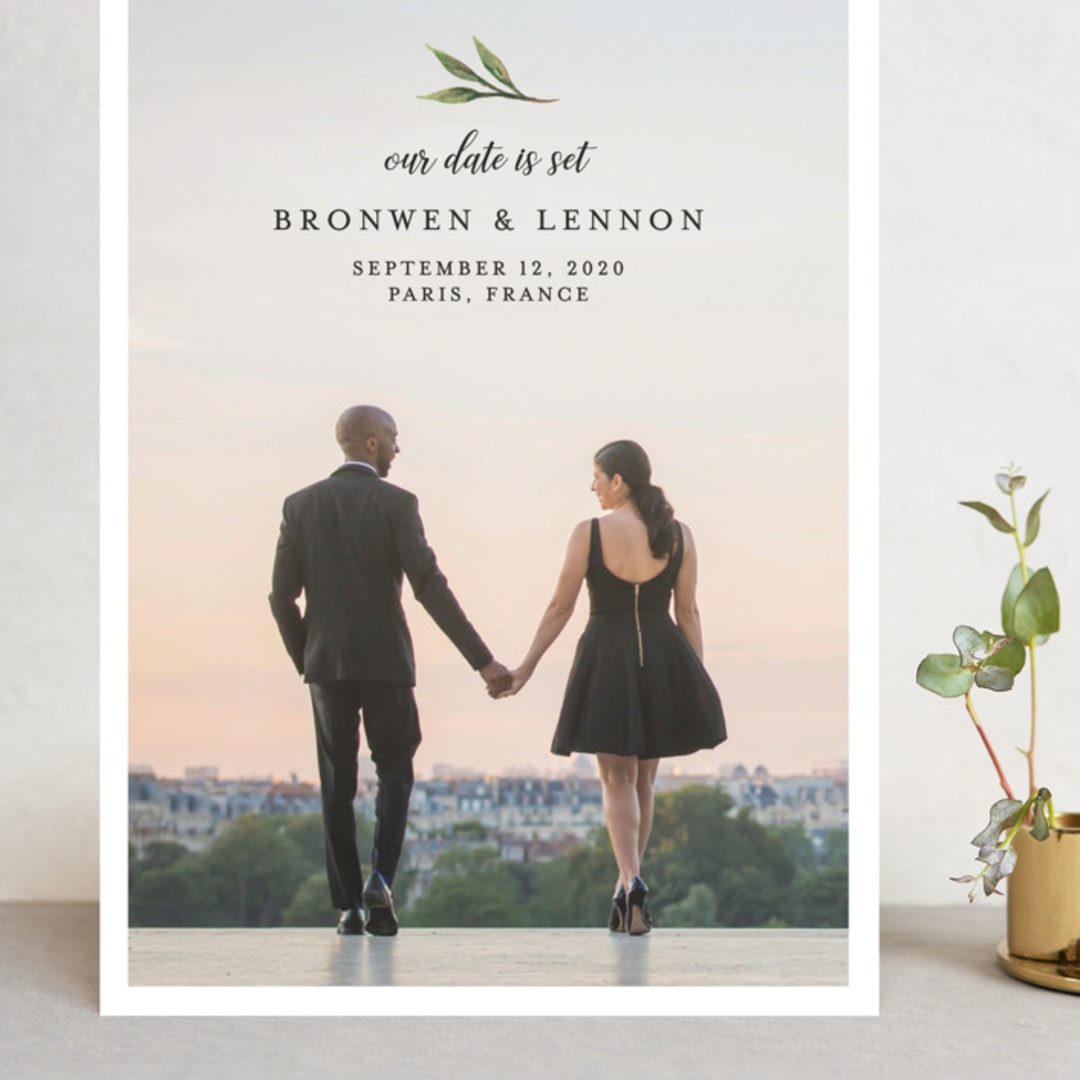 "Botanical Beauty" - Save the Dates in Sage by Paula Pecevich - Front