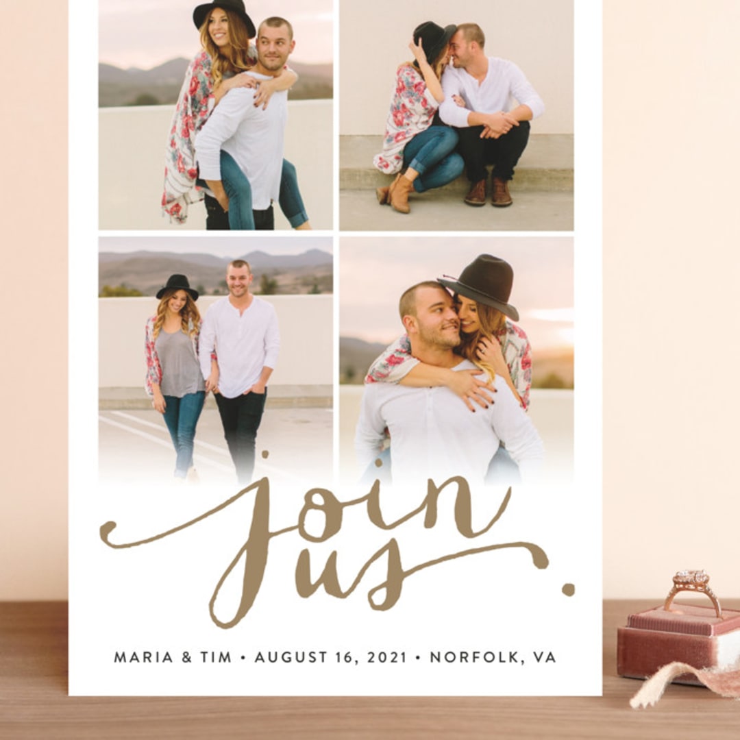 "Jotted" - Save the Dates in Golden by Ashley Hegarty - Front
