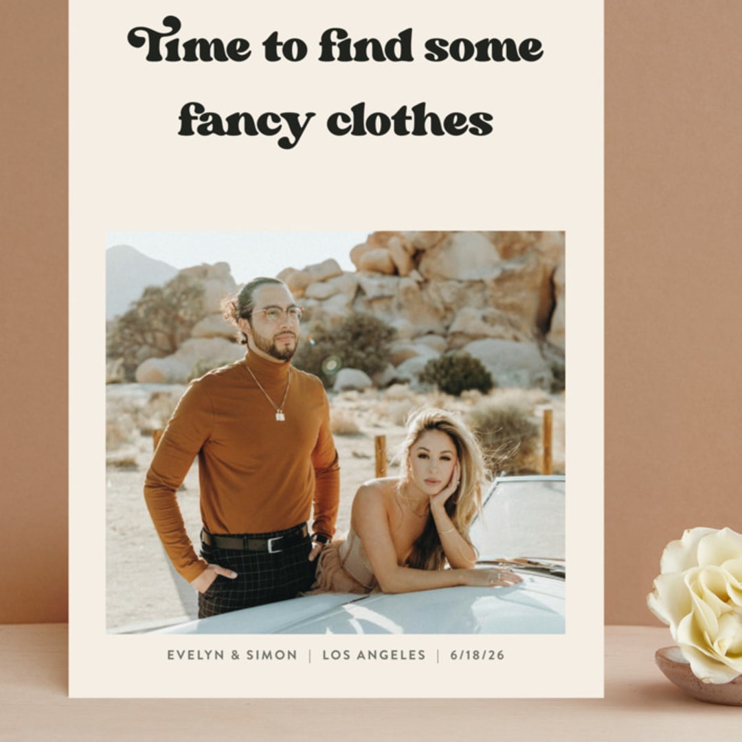 "Fancy Clothes" - Save the Dates in Ivory by GeekInk Design - Front