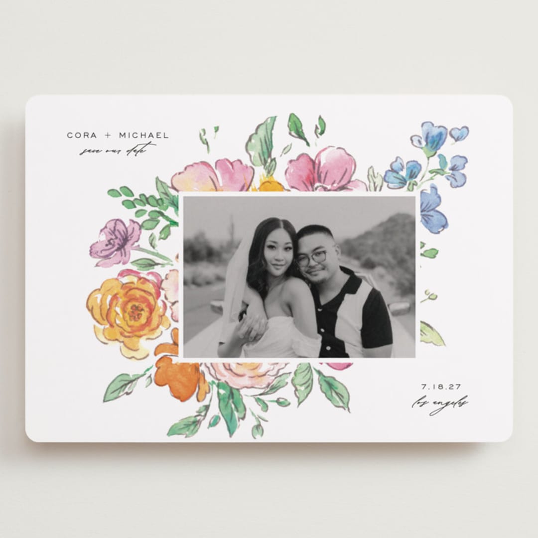 "Floral Pop" - Save the Dates in Vibrance Press by Itsy Belle Studio - Front