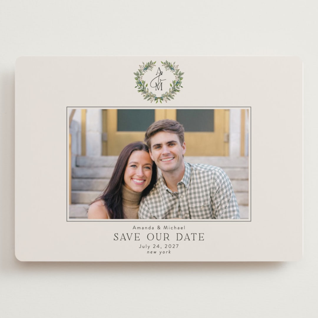 "Classic monogram" - Save the Dates in Ecru by Susan Moyal - Front