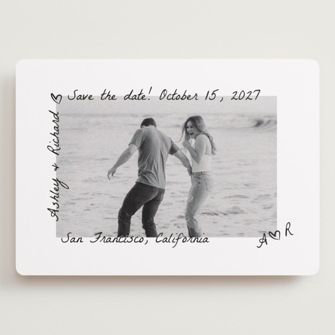 "Showered" - Save the Dates in Graphite by Claudia Orengo - Front
