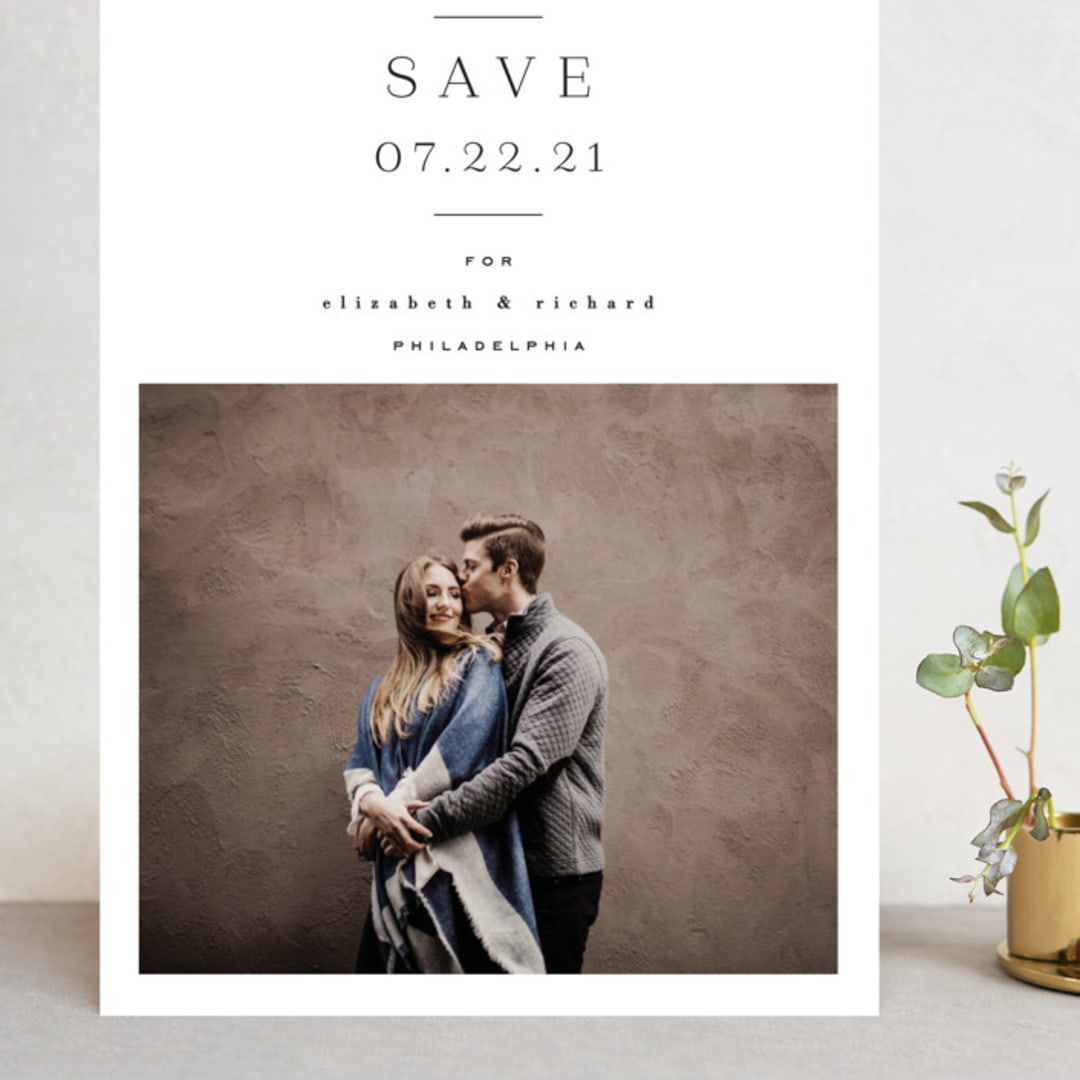"Editorially" - Save the Dates in Tuxedo by Everett Paper Goods - Front