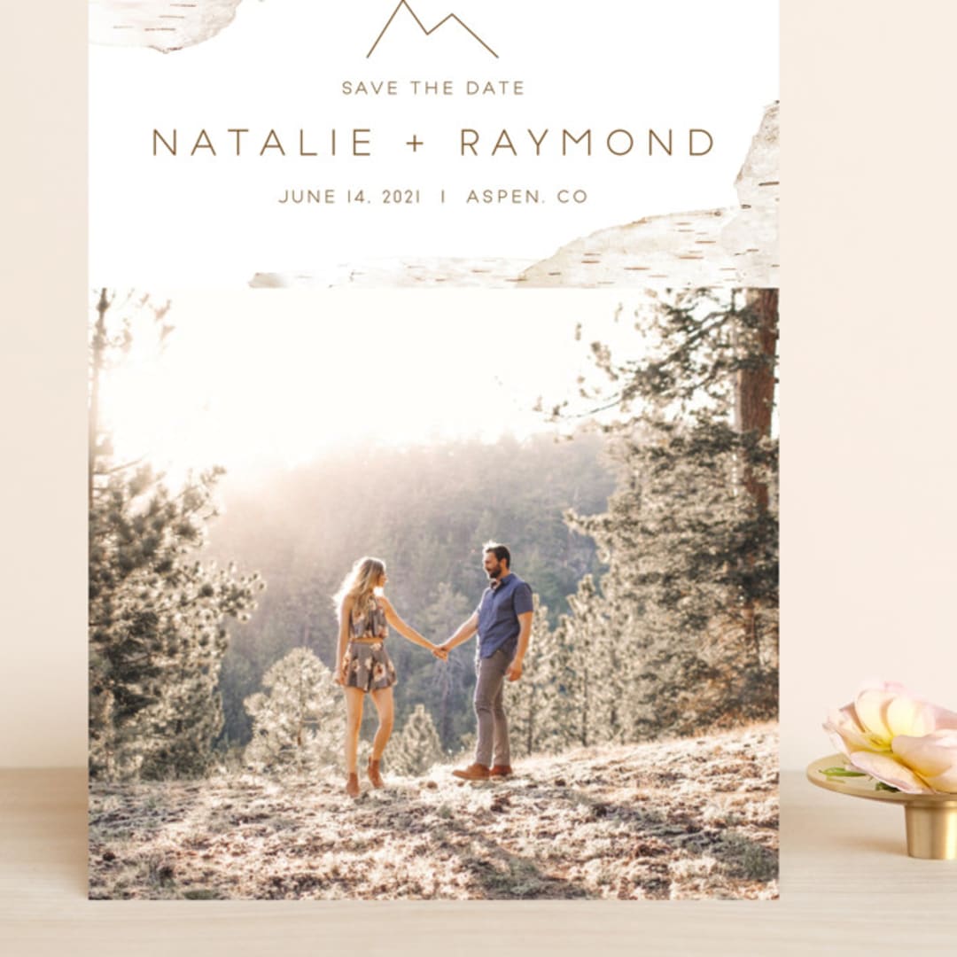 "Birchbark" - Save the Dates in Natural by Kelsey Mucci - Front