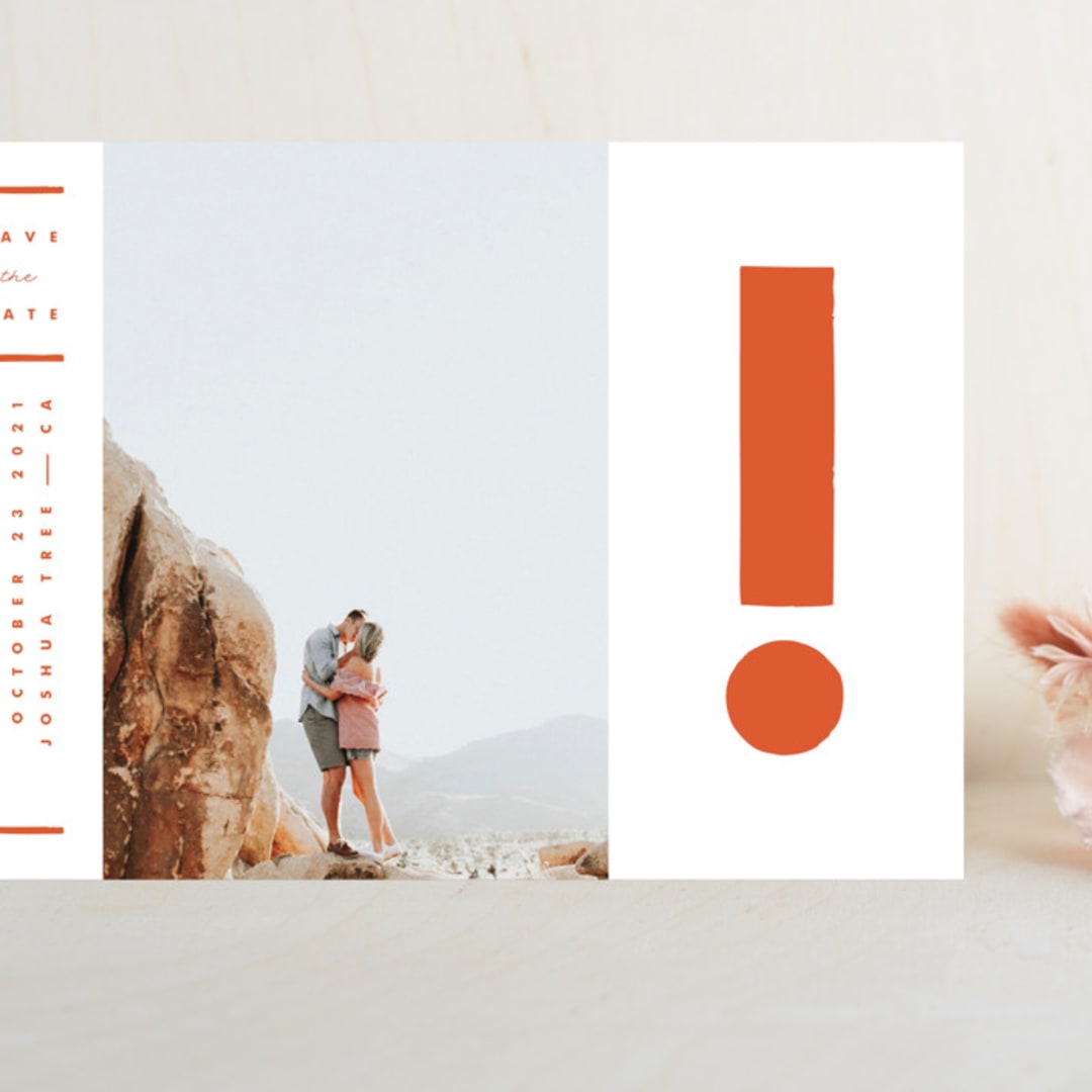 "The Exclamation" - Save the Dates in Persimmon by Yours Madly - Front