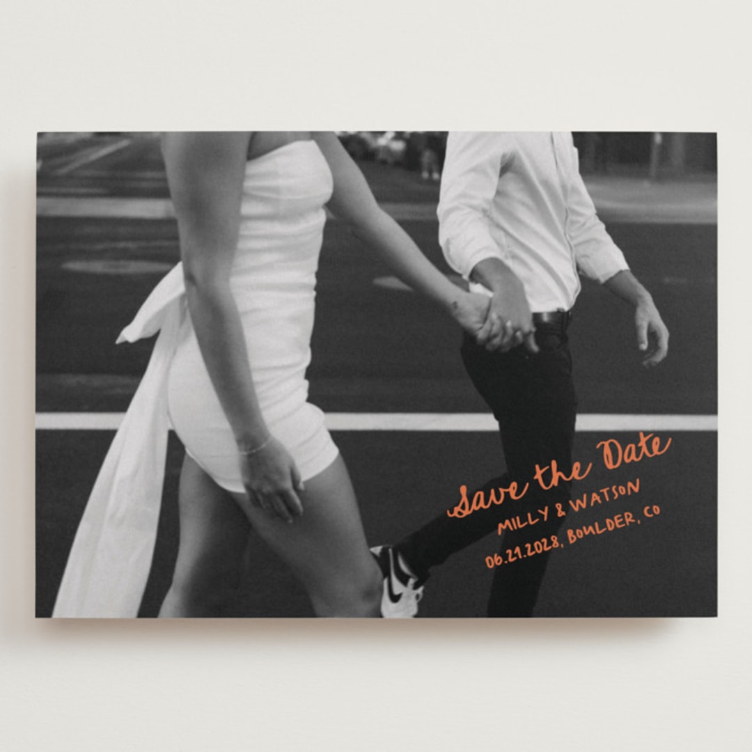 "Imprint" - Save the Dates in Tangerine by Jelena Vuletic - Front
