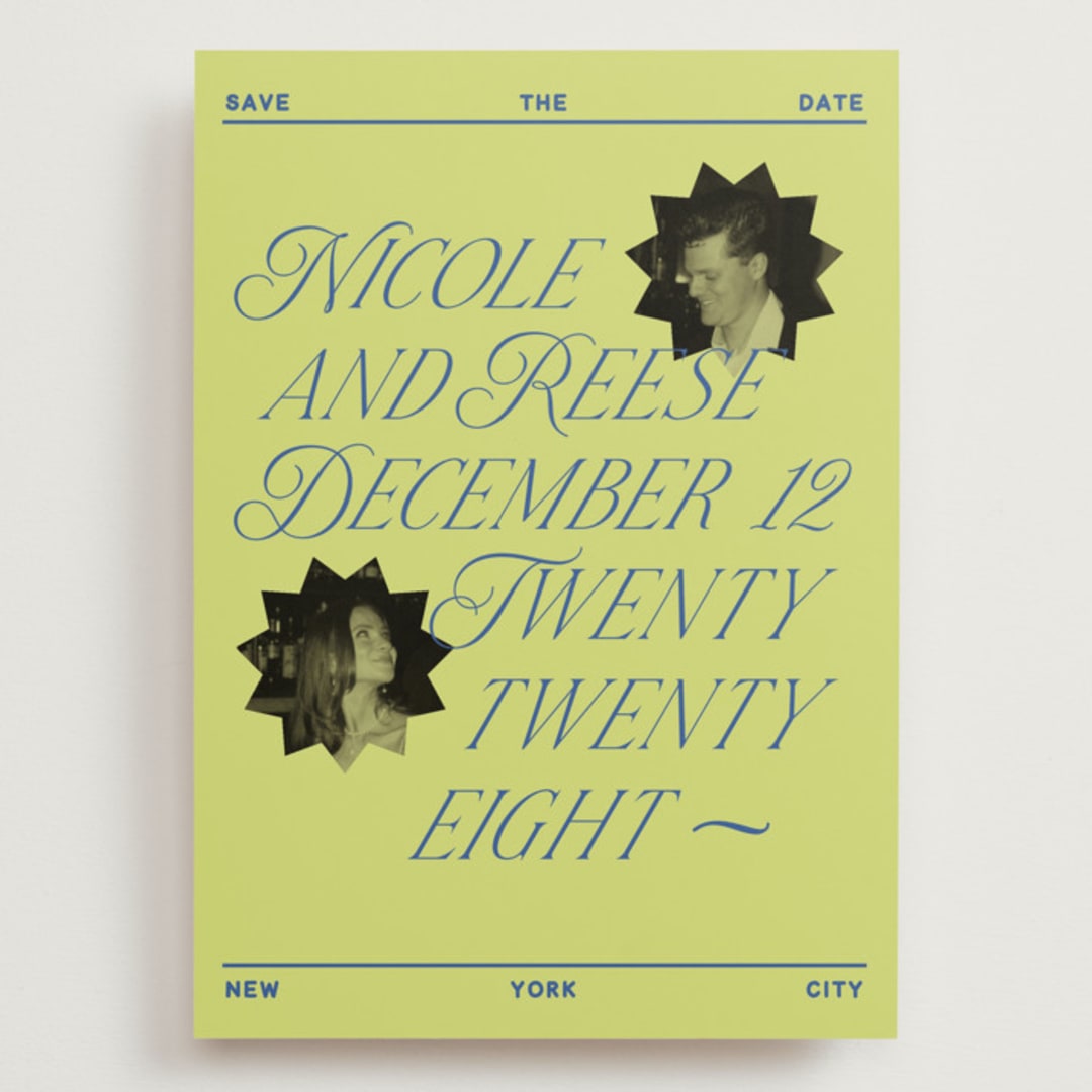 "communiqué" - Save the Dates in Chartreuse by Jennifer Lew - Front